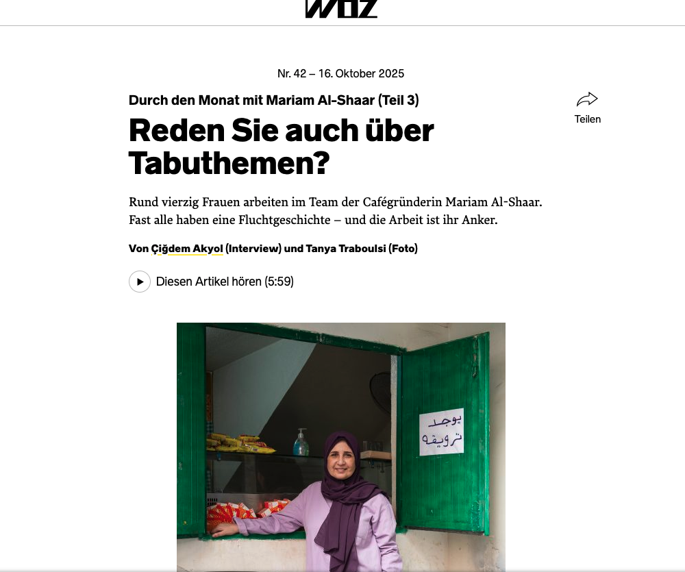 Die WOZ im Gespräch mit Mariam Al-Shaar, Projektleiterin der Soufra Cafeteria